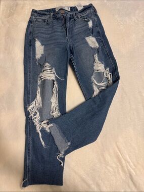 Hollister Distressed Dark Blue Boyfriend Jeans